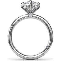 Four Prong Oval Solitaire Diamond Engagement Ring Setting with Hidden Halo by Fana - 0.09 Carat Total Diamond Weight