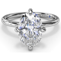 Four Prong Oval Solitaire Diamond Engagement Ring Setting with Hidden Halo by Fana - 0.09 Carat Total Diamond Weight