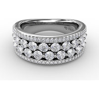 Four-Row Diamond Band with Shared-Prong and Pavé Set Round Diamonds by Fana - 1.55 Carat Total Diamond Weight