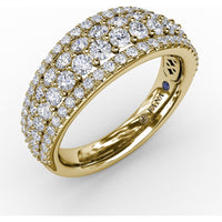 Four-Row Wide Band with Prong and Pavé Set Round Diamonds by Fana - 1.22 Carat Total Diamond Weight