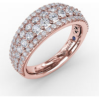 Four-Row Wide Band with Prong and Pavé Set Round Diamonds by Fana - 1.22 Carat Total Diamond Weight