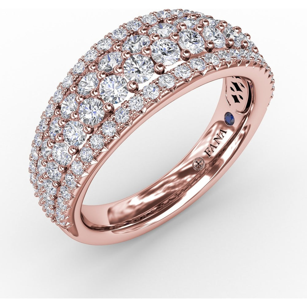 Four-Row Wide Band with Prong and Pavé Set Round Diamonds by Fana - 1.22 Carat Total Diamond Weight