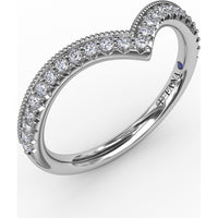 French Pavé Chevron Diamond Band with Milgrain Edging by Fana - 0.21 Carat Total Diamond Weight