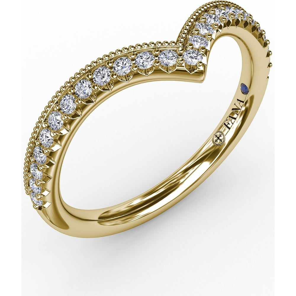 French Pavé Chevron Diamond Band with Milgrain Edging by Fana - 0.21 Carat Total Diamond Weight