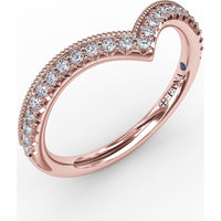 French Pavé Chevron Diamond Band with Milgrain Edging by Fana - 0.21 Carat Total Diamond Weight