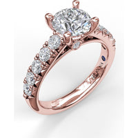 French Pavé Diamond Engagement Ring Setting with Round Diamonds by Fana - 0.63 Carat Total Diamond Weight