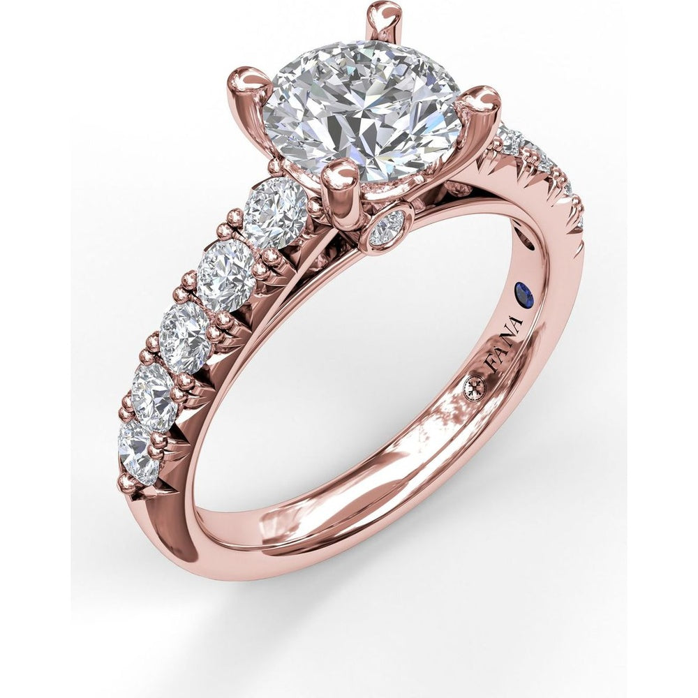 French Pavé Diamond Engagement Ring Setting with Round Diamonds by Fana - 0.63 Carat Total Diamond Weight