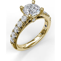 French Pavé Diamond Engagement Ring Setting with Round Diamonds by Fana - 0.63 Carat Total Diamond Weight