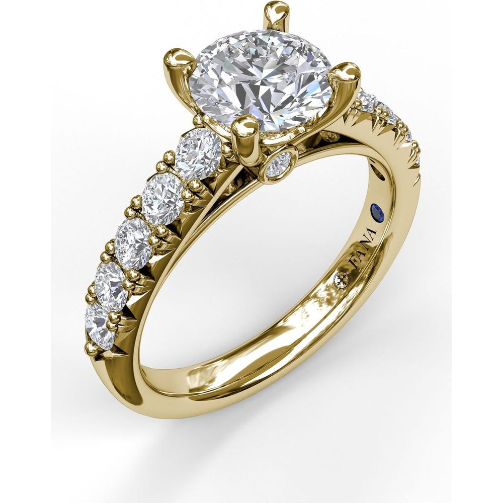 French Pavé Diamond Engagement Ring Setting with Round Diamonds by Fana - 0.63 Carat Total Diamond Weight