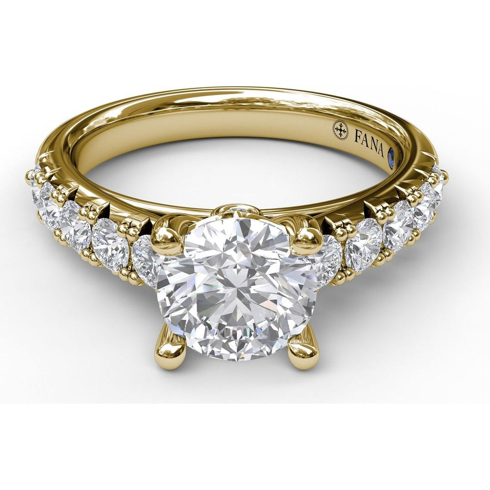 French Pavé Diamond Engagement Ring Setting with Round Diamonds by Fana - 0.63 Carat Total Diamond Weight
