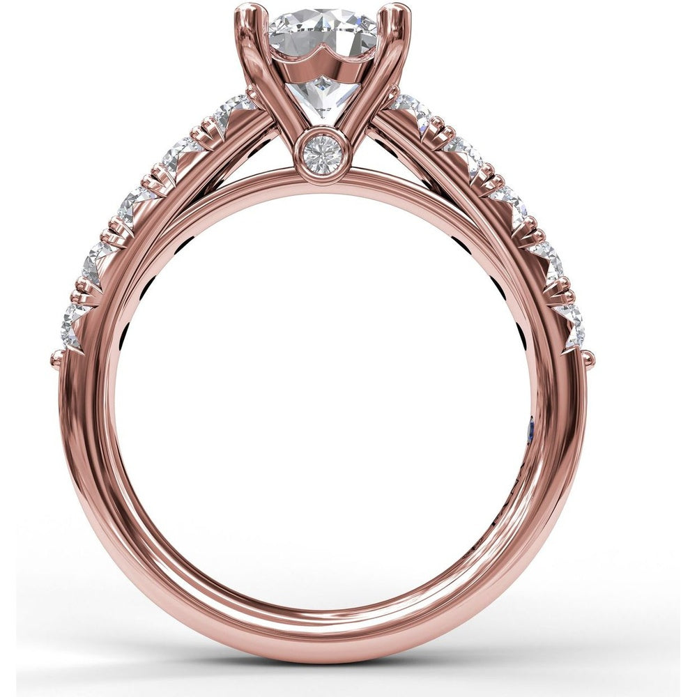 French Pavé Diamond Engagement Ring Setting with Round Diamonds by Fana - 0.63 Carat Total Diamond Weight