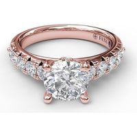 French Pavé Diamond Engagement Ring Setting with Round Diamonds by Fana - 0.63 Carat Total Diamond Weight