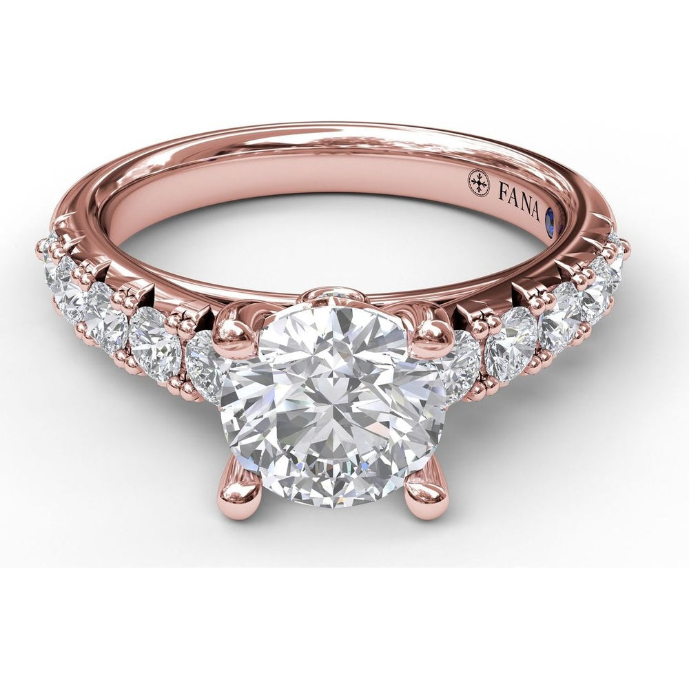 French Pavé Diamond Engagement Ring Setting with Round Diamonds by Fana - 0.63 Carat Total Diamond Weight