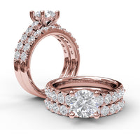 French Pavé Diamond Engagement Ring Setting with Round Diamonds by Fana - 0.63 Carat Total Diamond Weight