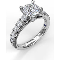 French Pavé Diamond Engagement Ring Setting with Round Diamonds by Fana - 0.63 Carat Total Diamond Weight