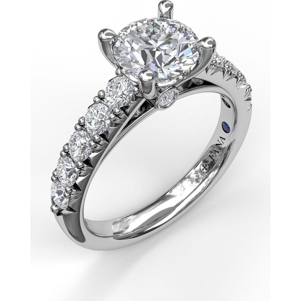 French Pavé Diamond Engagement Ring Setting with Round Diamonds by Fana - 0.63 Carat Total Diamond Weight