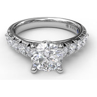 French Pavé Diamond Engagement Ring Setting with Round Diamonds by Fana - 0.63 Carat Total Diamond Weight