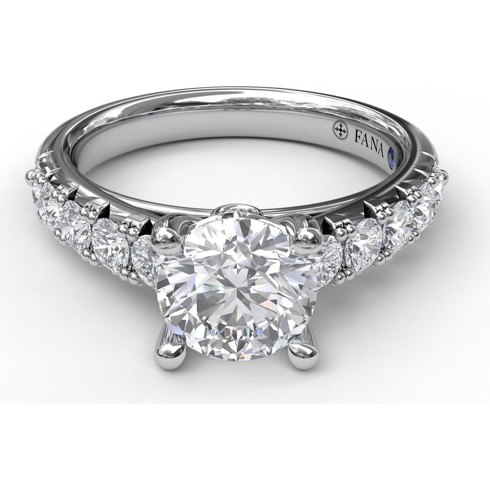 French Pavé Diamond Engagement Ring Setting with Round Diamonds by Fana - 0.63 Carat Total Diamond Weight