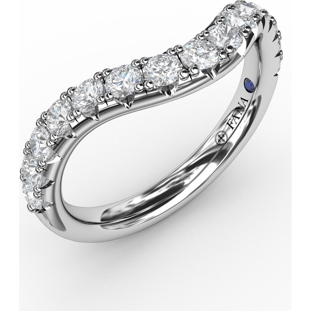 French Pavé Set Contour Diamond Band with Round Brilliant Diamonds by Fana - 0.68 Carat Total Diamond Weight