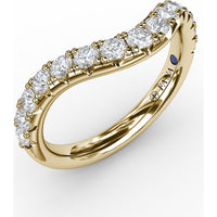 French Pavé Set Contour Diamond Band with Round Brilliant Diamonds by Fana - 0.68 Carat Total Diamond Weight