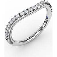 French Pavé Set Contour Diamond Band with Round Diamonds by Fana - 0.23 Carat Total Diamond Weight