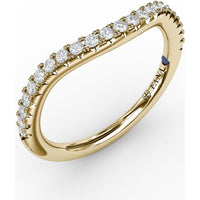 French Pavé Set Contour Diamond Band with Round Diamonds by Fana - 0.23 Carat Total Diamond Weight