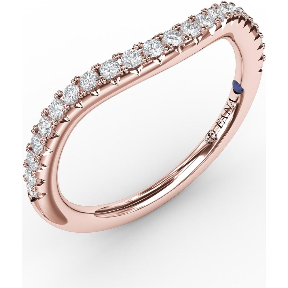 French Pavé Set Contour Diamond Band with Round Diamonds by Fana - 0.23 Carat Total Diamond Weight