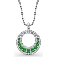 Full Circle Emerald and Pavé Diamond Halo Pendant by Fana - 1.04 Carat Total Gemstone Weight