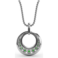 Full Circle Emerald and Pavé Diamond Halo Pendant by Fana - 1.04 Carat Total Gemstone Weight