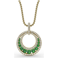 Full Circle Emerald and Pavé Diamond Halo Pendant by Fana - 1.04 Carat Total Gemstone Weight