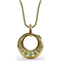 Full Circle Emerald and Pavé Diamond Halo Pendant by Fana - 1.04 Carat Total Gemstone Weight