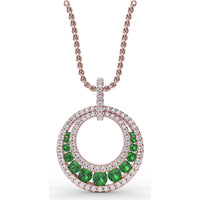 Full Circle Emerald and Pavé Diamond Halo Pendant by Fana - 1.04 Carat Total Gemstone Weight