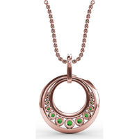 Full Circle Emerald and Pavé Diamond Halo Pendant by Fana - 1.04 Carat Total Gemstone Weight