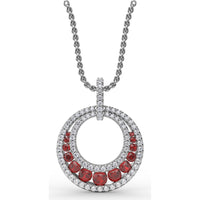 Full Circle Ruby and Diamond Pendant with Pavé Set Round Diamonds by Fana - 1.12 Carat Total Gemstone Weight