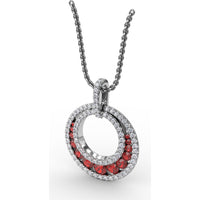 Full Circle Ruby and Diamond Pendant with Pavé Set Round Diamonds by Fana - 1.12 Carat Total Gemstone Weight