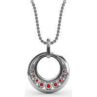 Full Circle Ruby and Diamond Pendant with Pavé Set Round Diamonds by Fana - 1.12 Carat Total Gemstone Weight