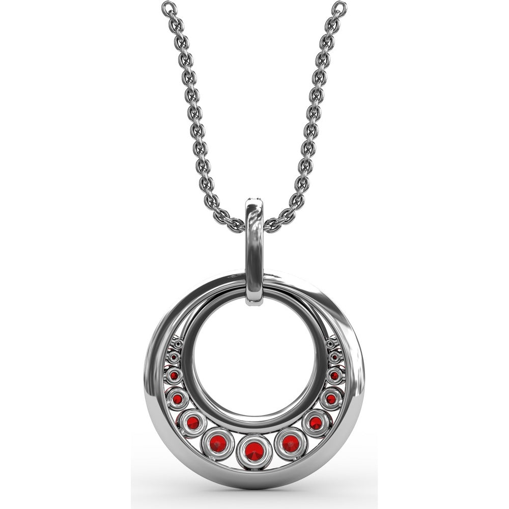 Full Circle Ruby and Diamond Pendant with Pavé Set Round Diamonds by Fana - 1.12 Carat Total Gemstone Weight