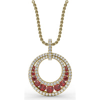 Full Circle Ruby and Diamond Pendant with Pavé Set Round Diamonds by Fana - 1.12 Carat Total Gemstone Weight