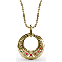 Full Circle Ruby and Diamond Pendant with Pavé Set Round Diamonds by Fana - 1.12 Carat Total Gemstone Weight