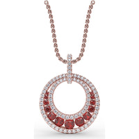 Full Circle Ruby and Diamond Pendant with Pavé Set Round Diamonds by Fana - 1.12 Carat Total Gemstone Weight