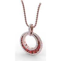 Full Circle Ruby and Diamond Pendant with Pavé Set Round Diamonds by Fana - 1.12 Carat Total Gemstone Weight