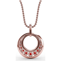 Full Circle Ruby and Diamond Pendant with Pavé Set Round Diamonds by Fana - 1.12 Carat Total Gemstone Weight