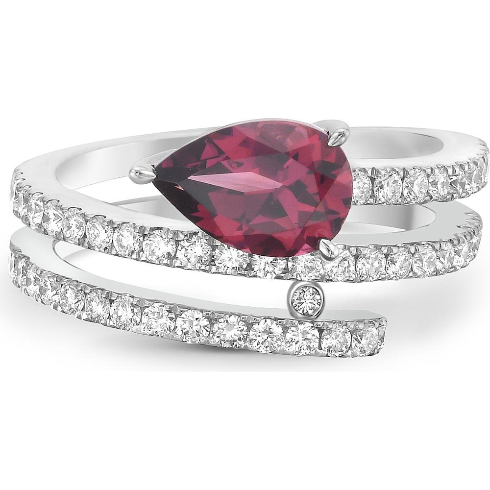 Garnet and Diamond Coil Ring in 18K White Gold by Charles Krypell