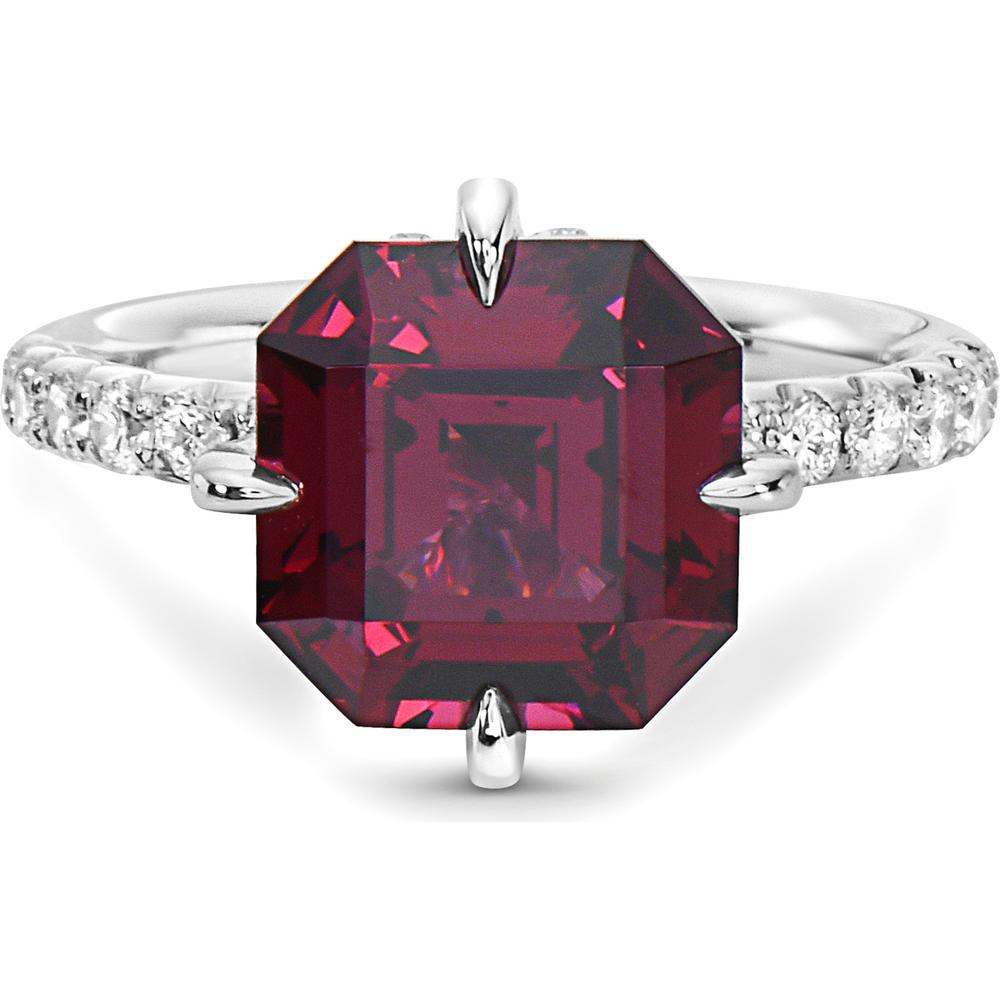 Garnet and Diamond Compass Set Garnet Ring in 18K White Gold by Charles Krypell