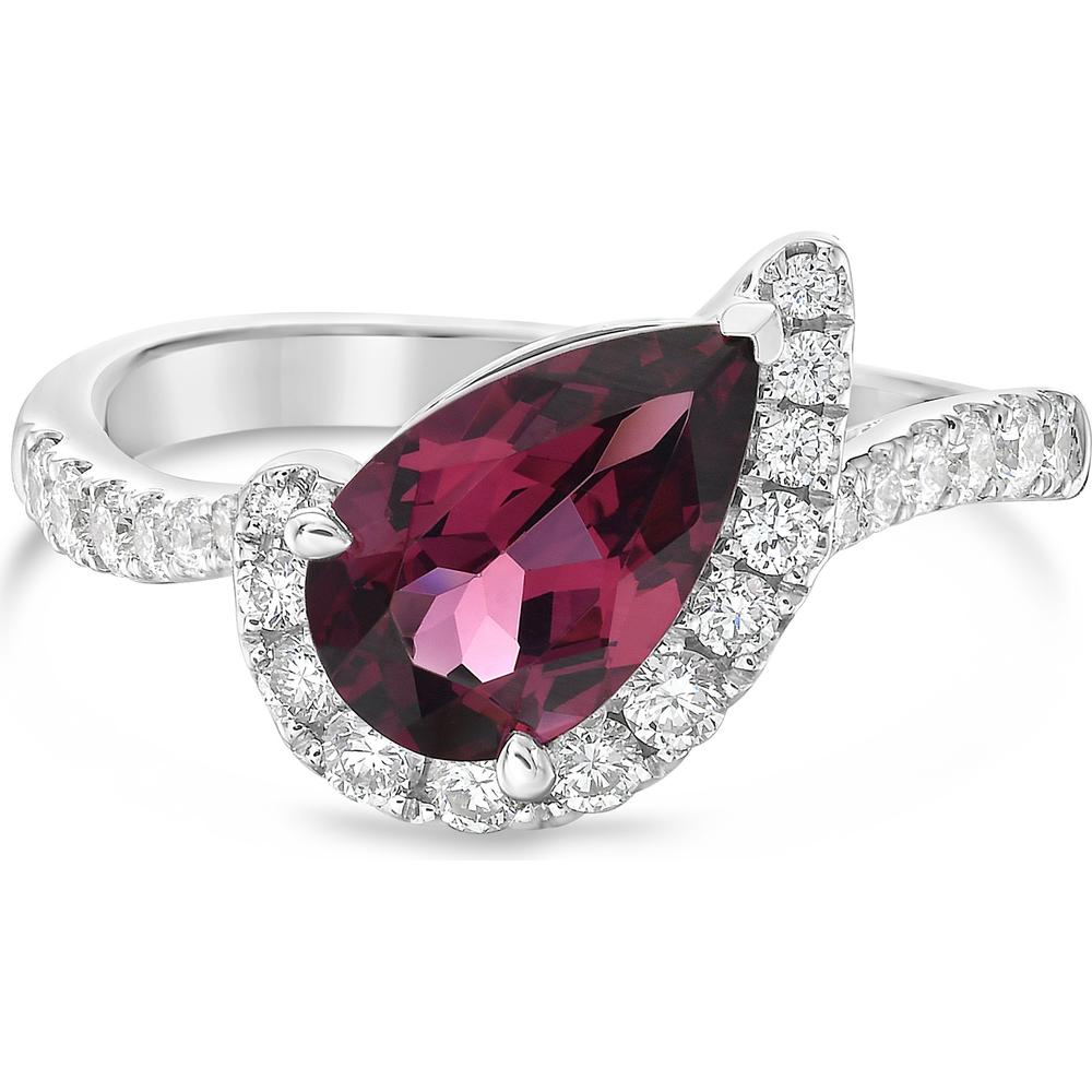 Garnet and Diamond Cradle Ring in 18K White Gold by Charles Krypell