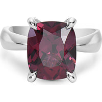 Garnet and Diamond Hidden Diamond Gallery Ring in 18K White Gold by Charles Krypell