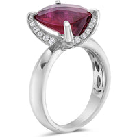 Garnet and Diamond Hidden Diamond Gallery Ring in 18K White Gold by Charles Krypell