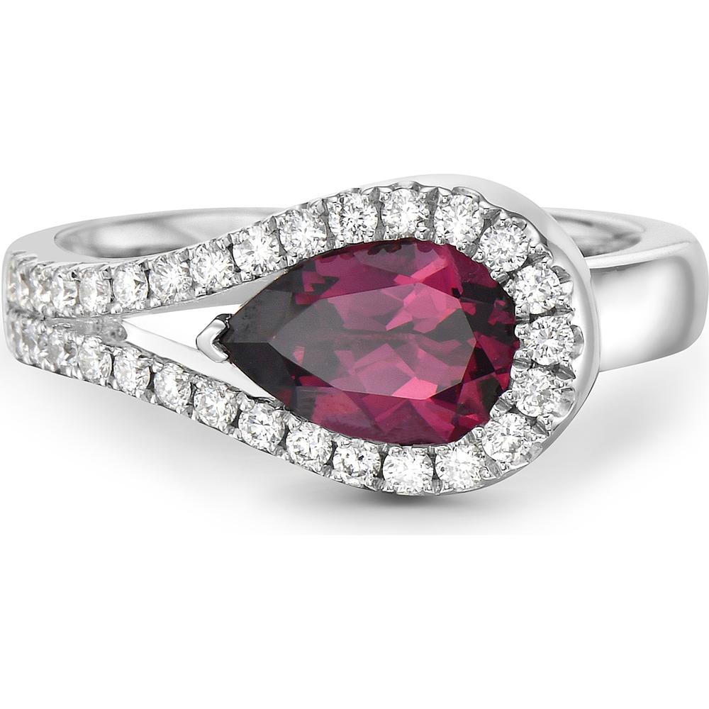 Garnet and Diamond Lasso Ring in 18K White Gold by Charles Krypell