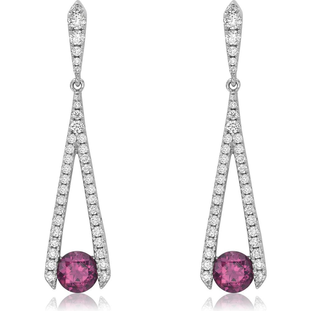Garnet and Diamond Omakase Earrings in 18K White Gold by Charles Krypell
