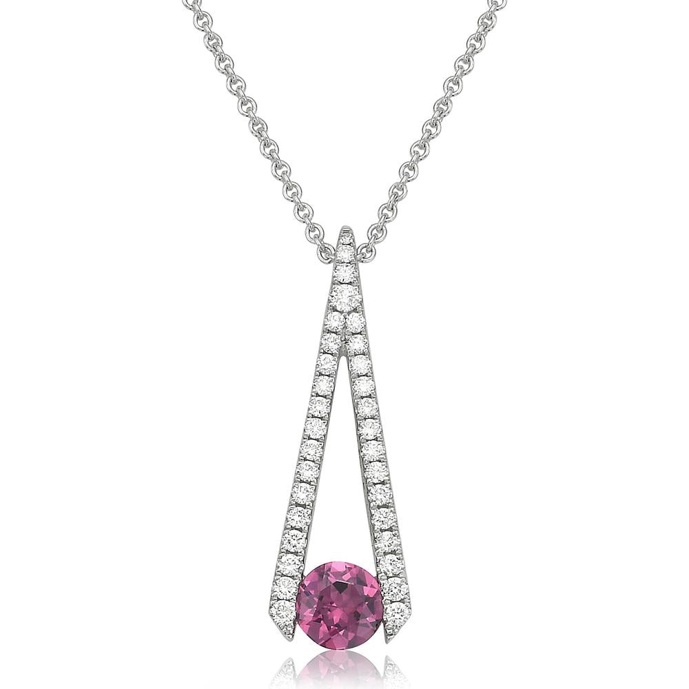 Garnet and Diamond Omakase Necklace in 18K White Gold by Charles Krypell